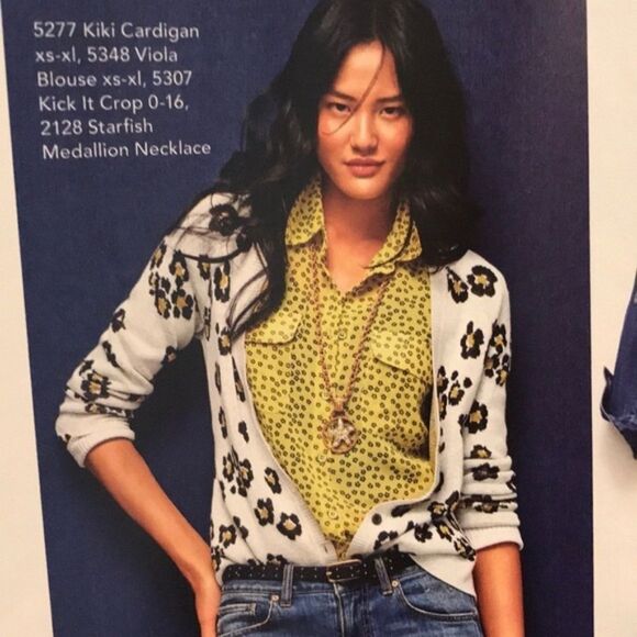 CAbi Viola Yellow Floral Blouse Style 5348 Sz S - Picture 1 of 8